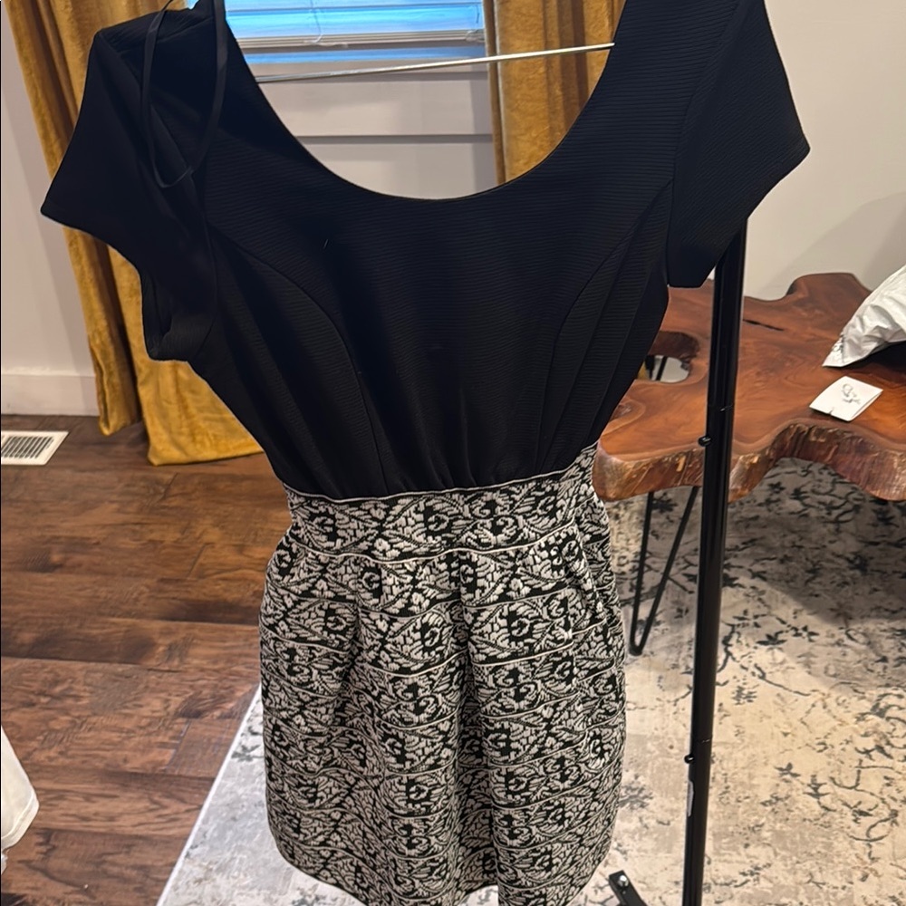 Black and White Fit and Flare Mini Dress